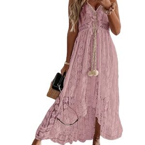 Pink Lace Maxi Dress
